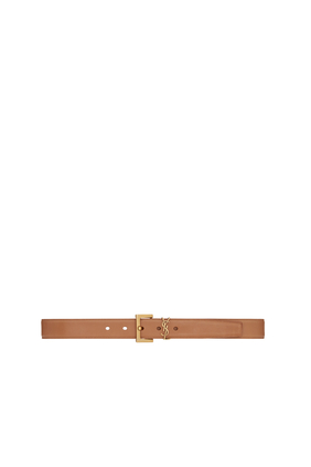 حزام جلد بنقشة حروف شعار الماركة YSL